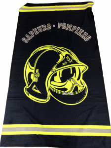 Serviette de bain bande jaune fluo