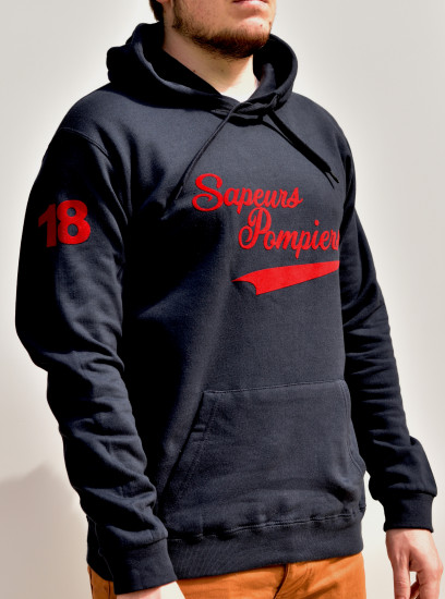 Sweat capuche flock rouge