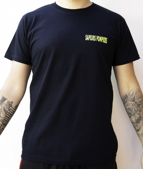 T-shirt sapeurs pompiers bande jaune fluo