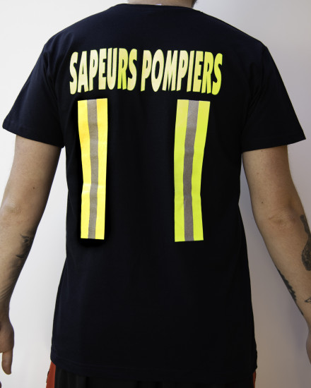 T-shirt sapeurs pompiers bande jaune fluo